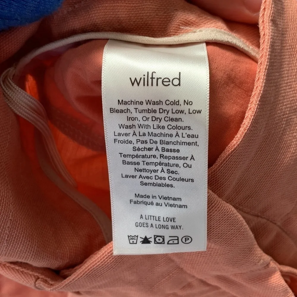 Aritizia Wilfred Linen Coral Trouser Tailored Cuffed Hi-Rise Pants sz 0